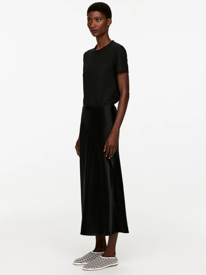 Bias-Cut Satin Skirt