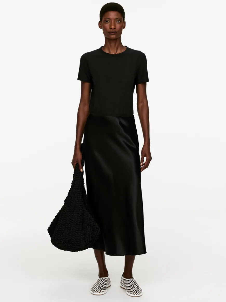 Bias-Cut Satin Skirt