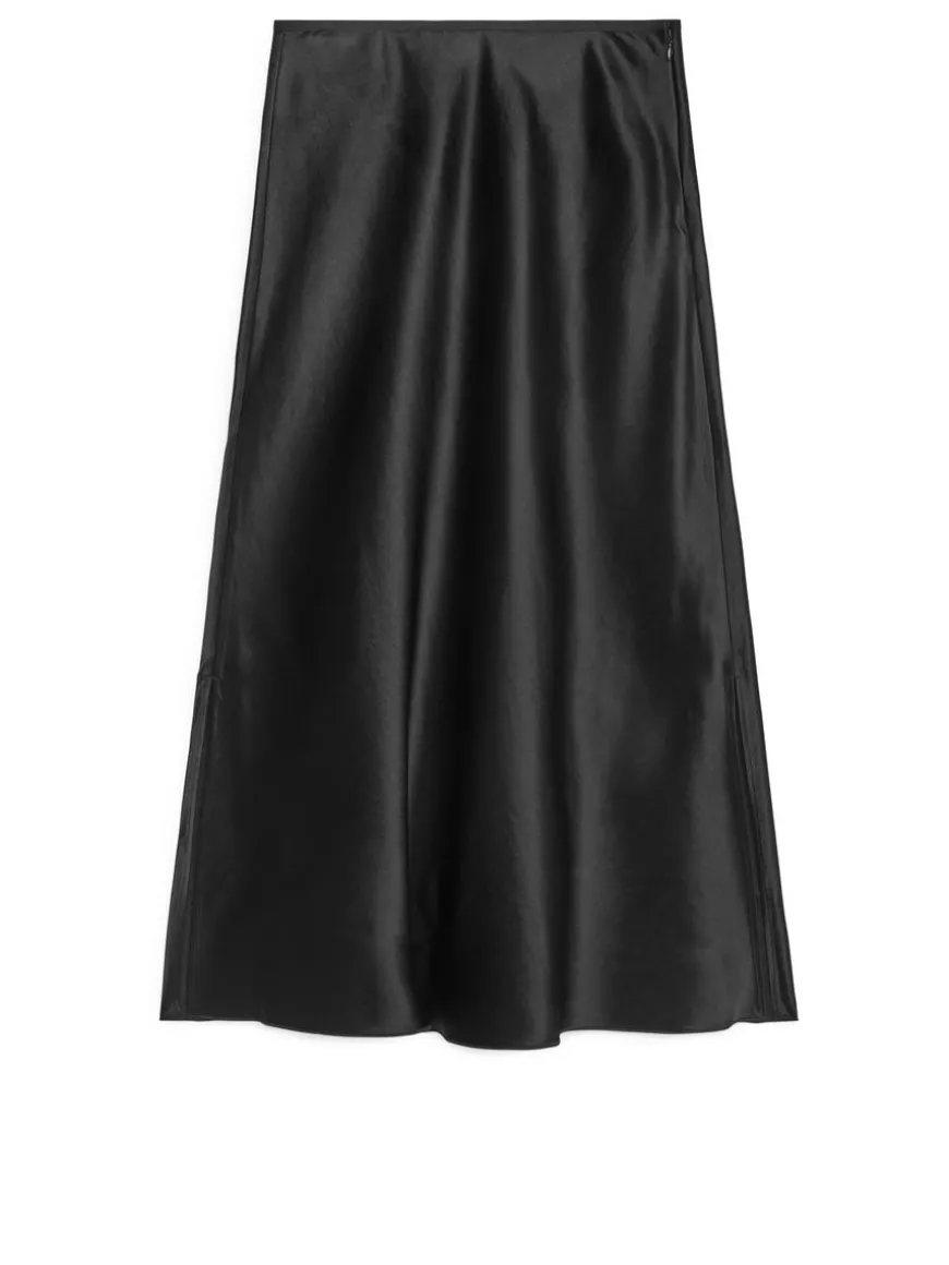 Bias-Cut Satin Skirt
