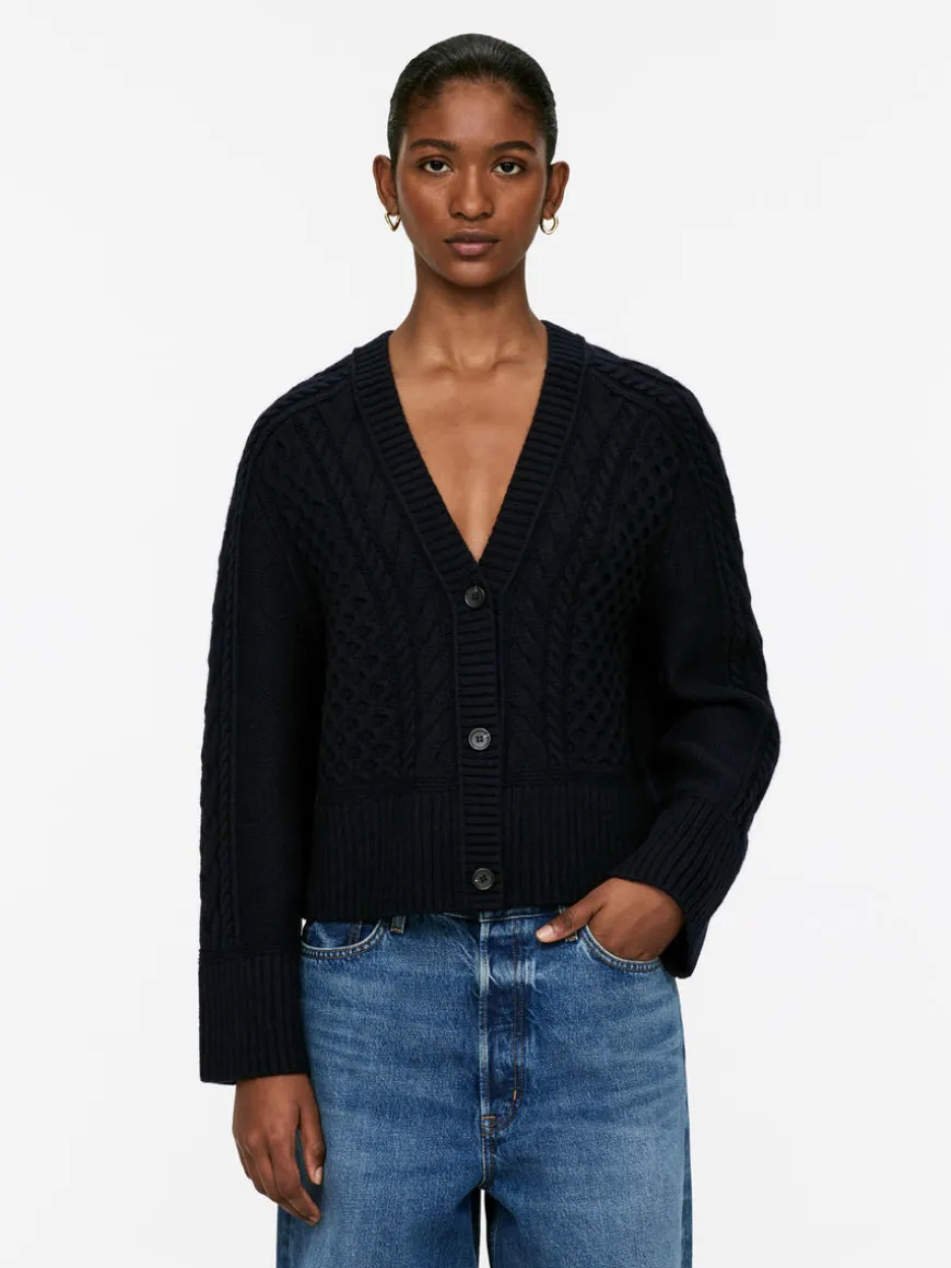 Cable-Knit Wool Cardigan