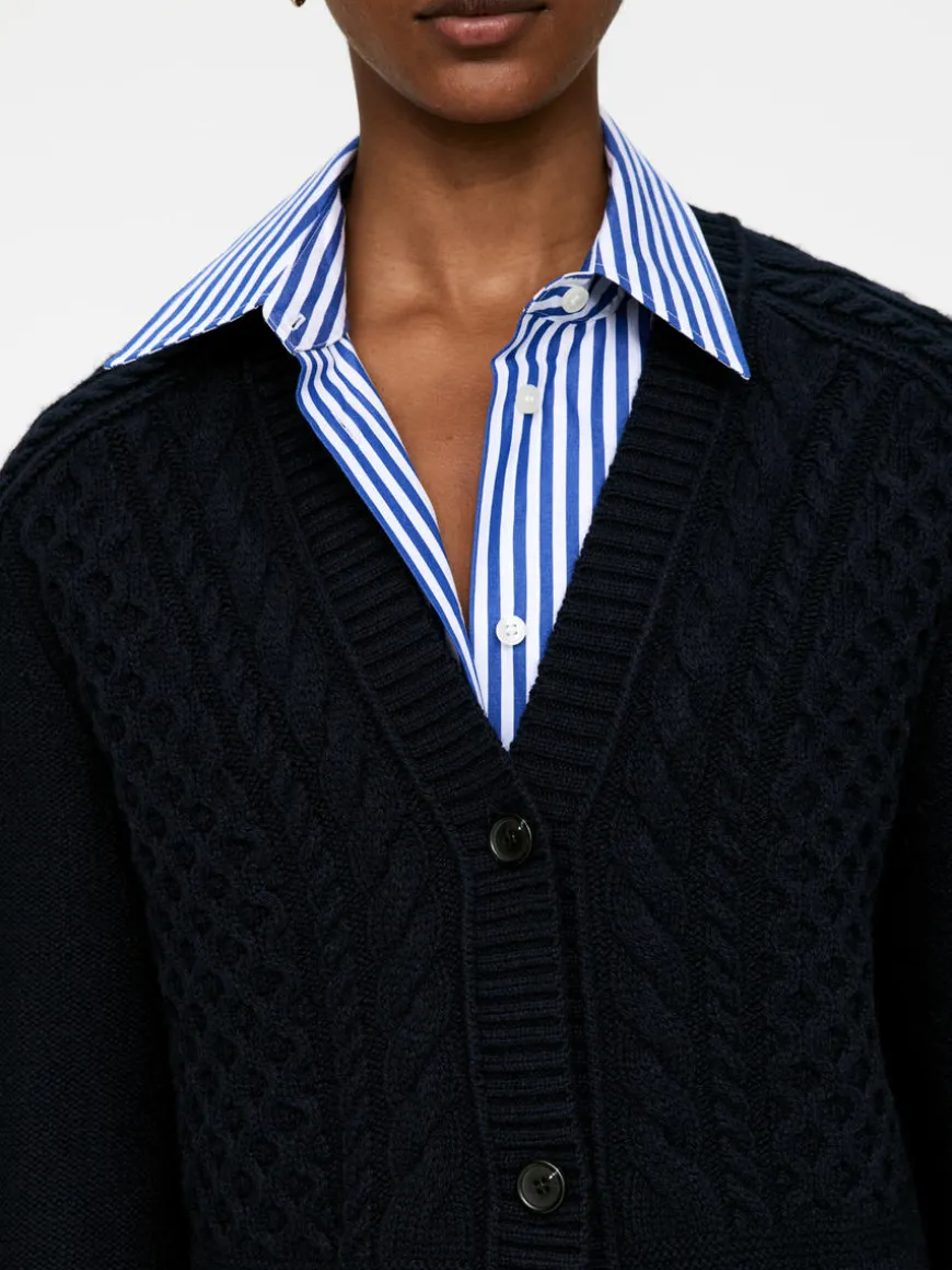 Cable-Knit Wool Cardigan