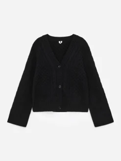 Cable-Knit Wool Cardigan