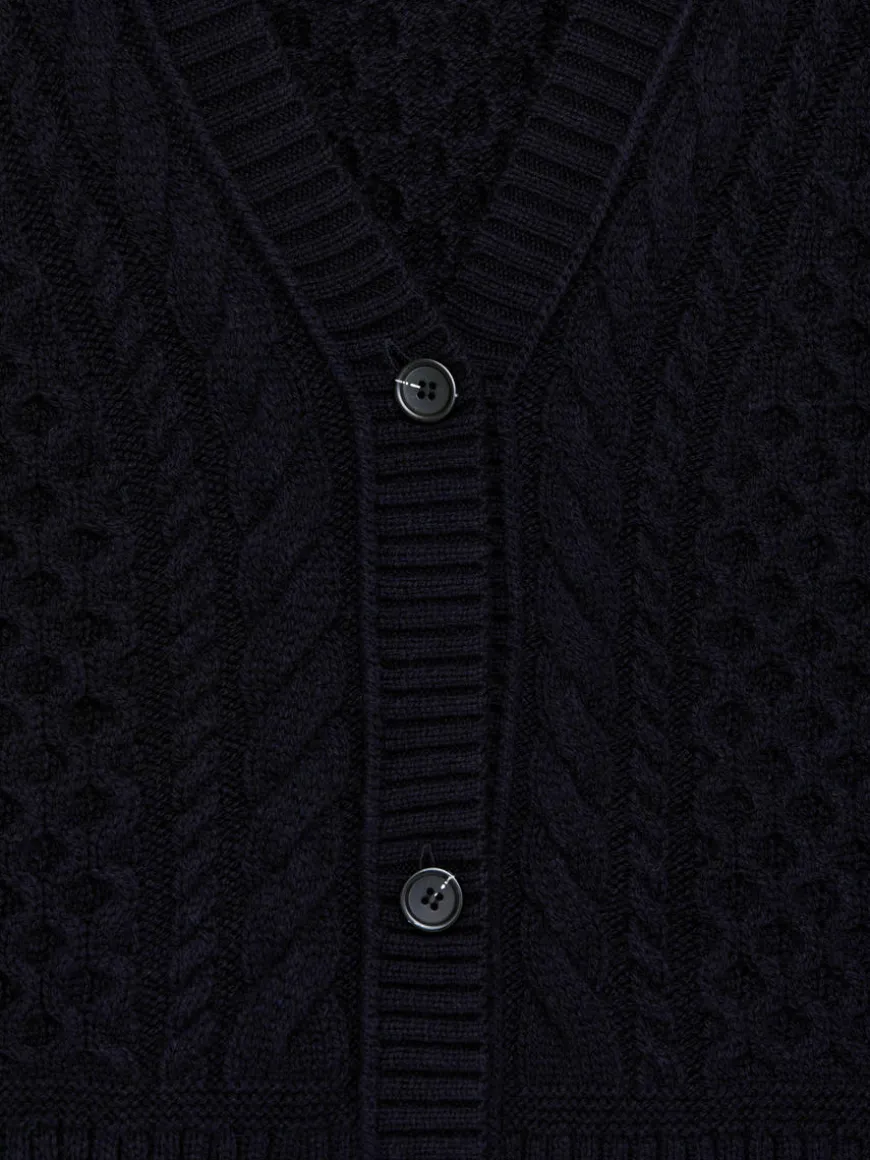 Cable-Knit Wool Cardigan
