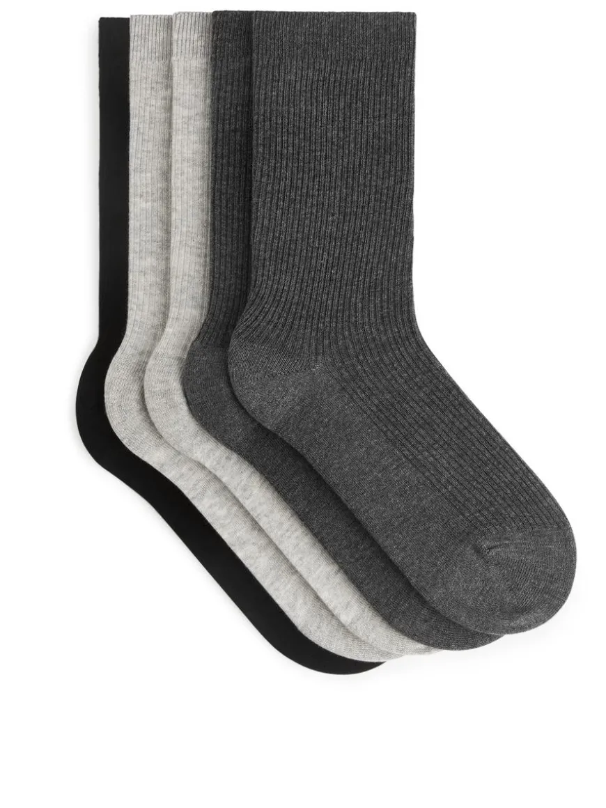 Cotton Rib Socks Set Of 5