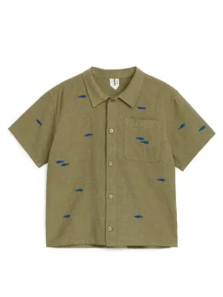 Embroidered Linen-Cotton Shirt