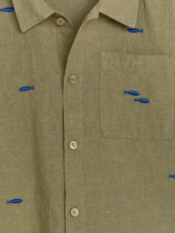 Embroidered Linen-Cotton Shirt