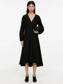 Flared Wool-Blend Midi Dress
