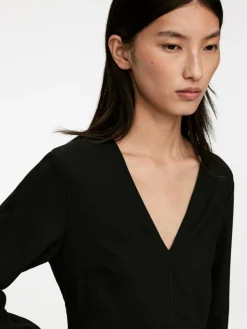 Flared Wool-Blend Midi Dress