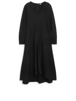 Flared Wool-Blend Midi Dress