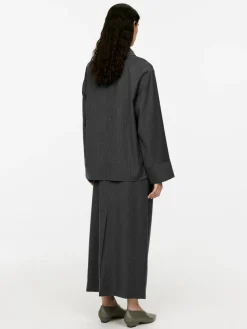 Folded-Neck Pinstripe Top