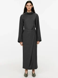 Folded-Neck Pinstripe Top