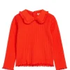 Frill Collar Pointelle Top