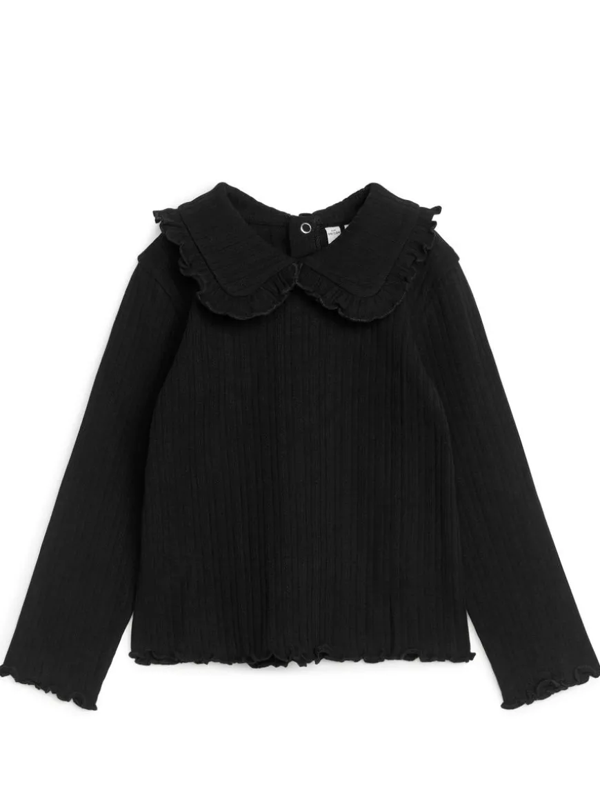 Frill Collar Pointelle Top