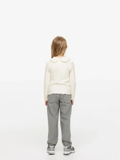 Frill Collar Pointelle Top