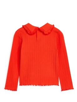 Frill Collar Pointelle Top