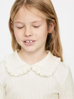 Frill Collar Pointelle Top