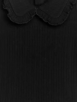 Frill Collar Pointelle Top