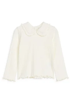 Frill Collar Pointelle Top