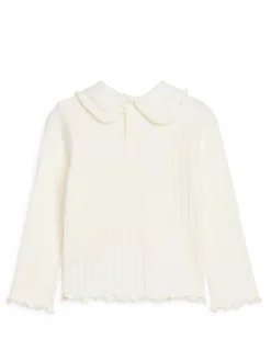 Frill Collar Pointelle Top
