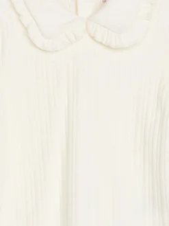 Frill Collar Pointelle Top