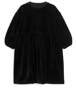 Gathered Velour Dress