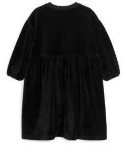 Gathered Velour Dress