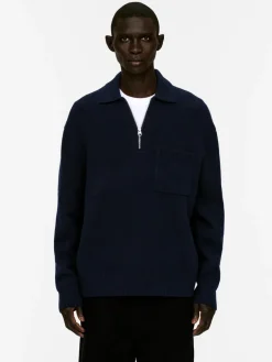 Knitted Wool Zip Polo Shirt