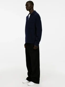 Knitted Wool Zip Polo Shirt