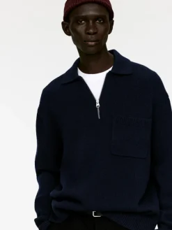 Knitted Wool Zip Polo Shirt