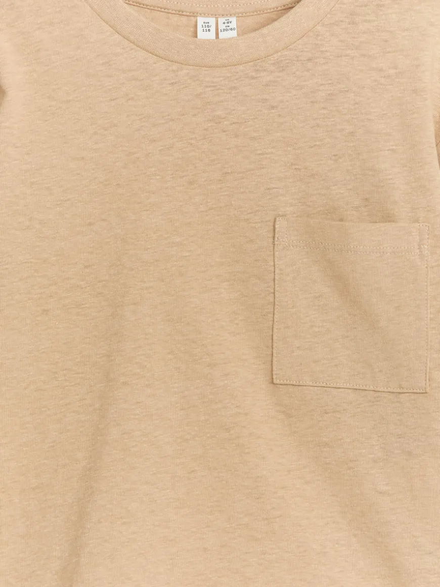 Linen-Blend Long Sleeve T-Shirt
