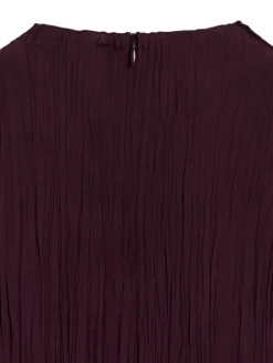 Mock-Neck Plissé Dress