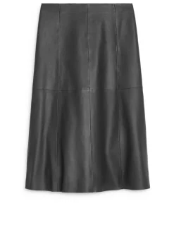 Panel Leather Skirt