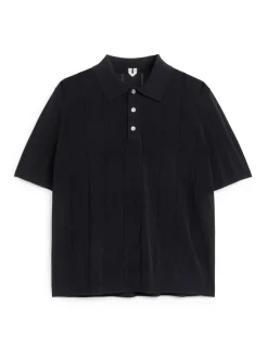 Pointelle-Knit Polo Shirt