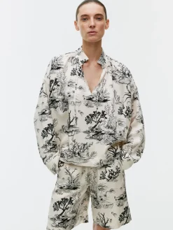 Print Drawstring Blouse