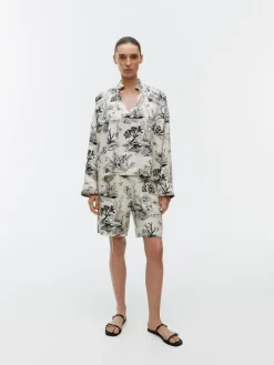 Print Drawstring Blouse