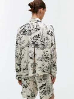 Print Drawstring Blouse