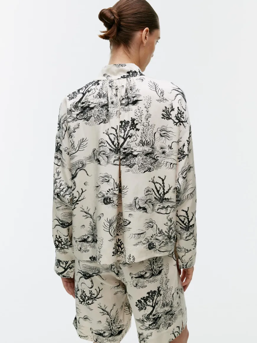 Print Drawstring Blouse