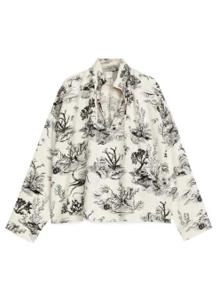 Print Drawstring Blouse