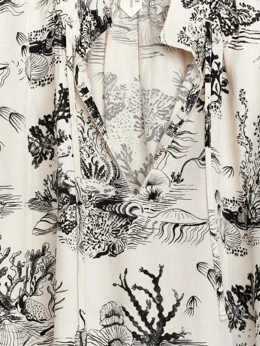 Print Drawstring Blouse