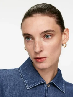 Puff-Sleeve Denim Blouse