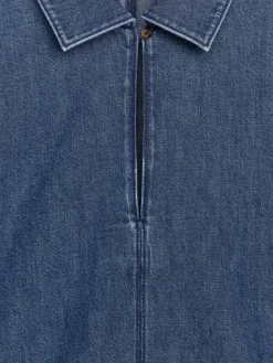 Puff-Sleeve Denim Blouse