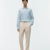 Regular Cropped Cotton-Linen Trousers
