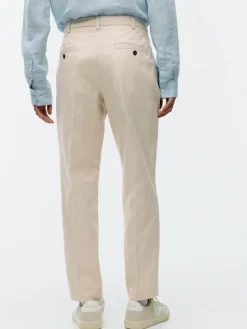 Regular Cropped Cotton-Linen Trousers