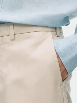 Regular Cropped Cotton-Linen Trousers