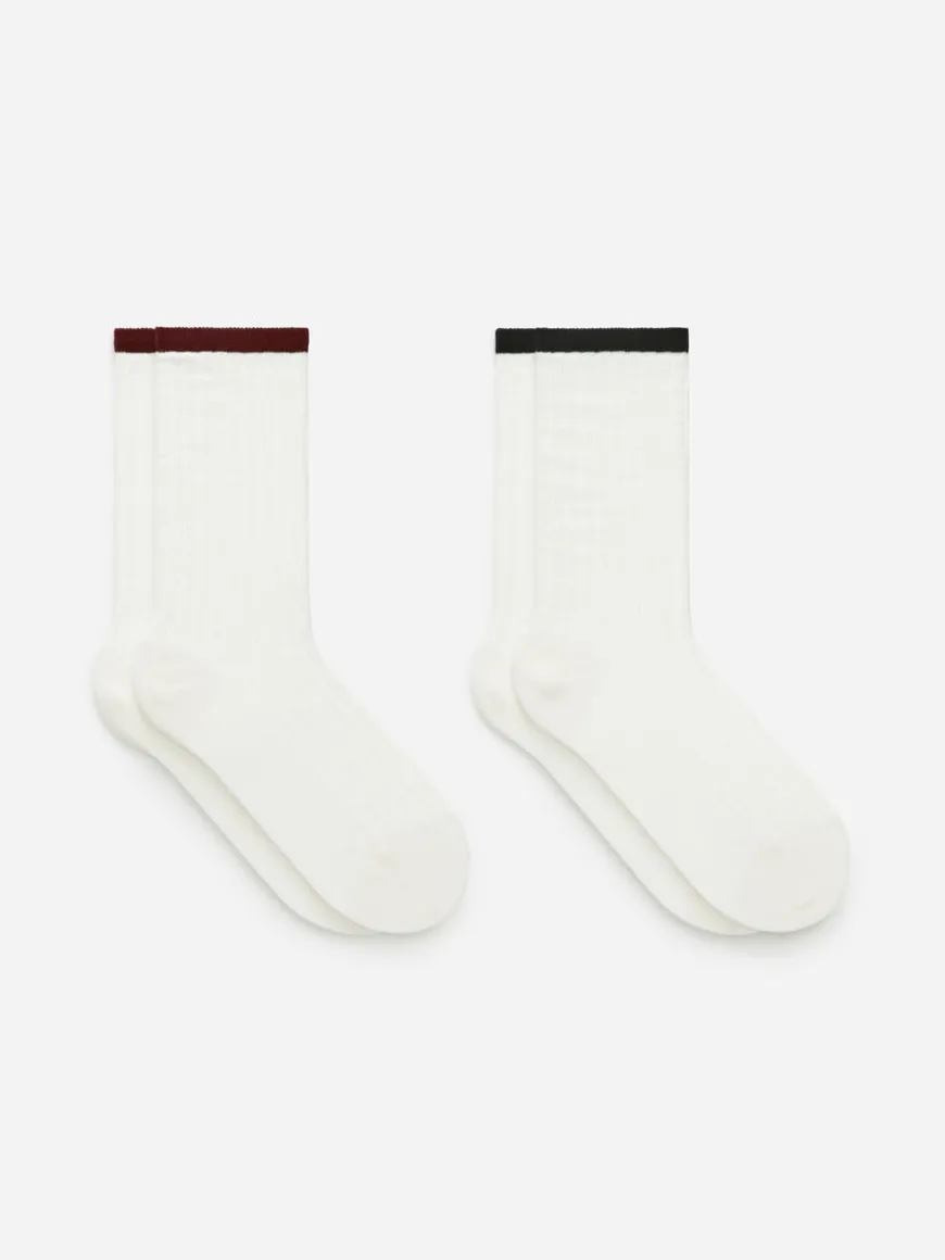 Rib-Knitted Socks Set Of 2