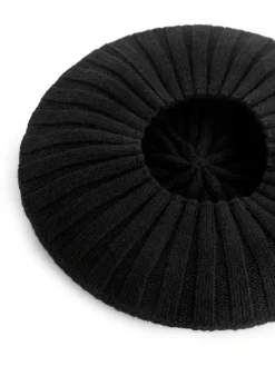 Rib-Knitted Wool Beret