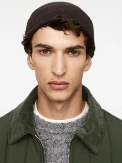 Short Ribbed Cotton Beanie