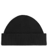 Short Ribbed Cotton Beanie