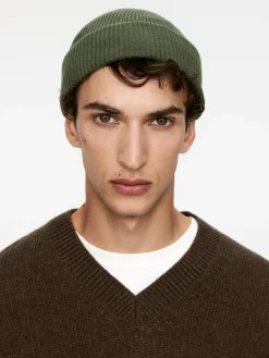 Short Ribbed Cotton Beanie
