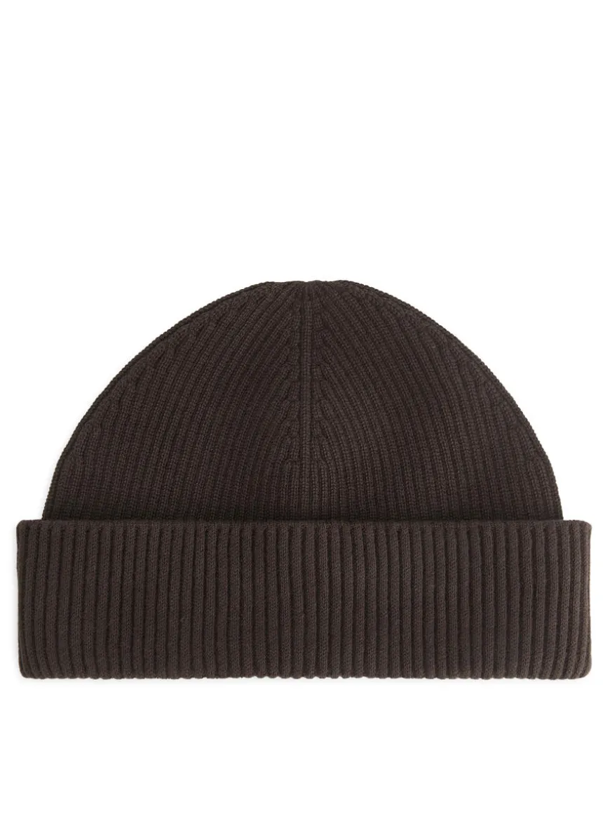 Short Ribbed Cotton Beanie